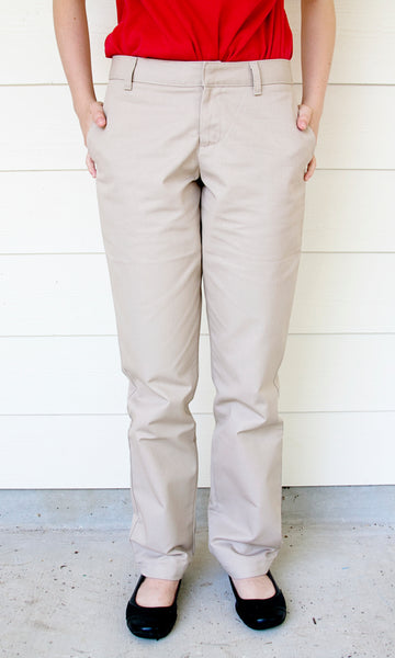 GIRLS/JUNIORS Flat Front Pant (Khaki)