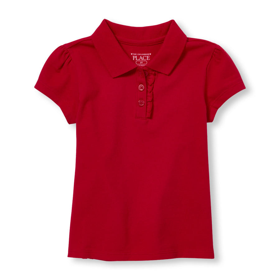 Toddler girls The Children's Place Ruffle Placket Pique w/GDA logo - Red